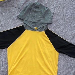 Black & Yellow crop top street hoodie